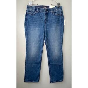 NYDJ Womens Size Petite Large Sheri Slim Waist Match Cascade Wave Denim Jeans